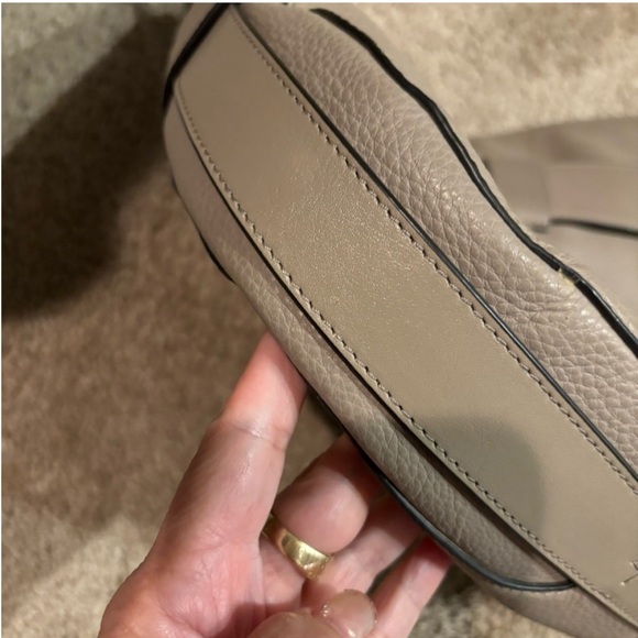 SOLD! Tory Burch Taupe Leather Shoulder Bag with Ring Detail - Picture 5 of 8